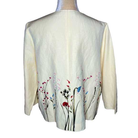 Laura Ashley Floral Embroidered Silk Dress Jacket Fancy Size US 12 - Picture 6 of 10